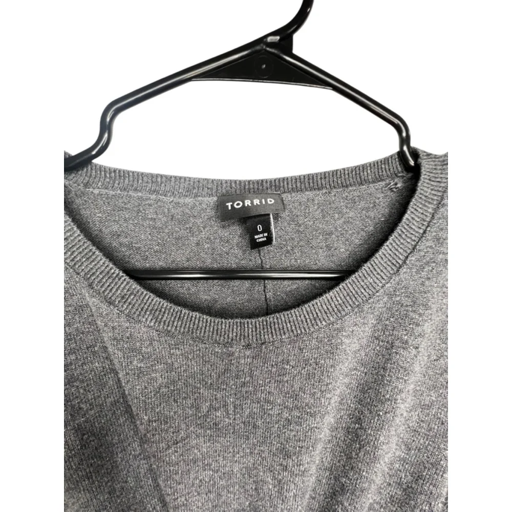 Torrid Grey Long Sleeve A-Line Sweater Dress With Lace Up Waist